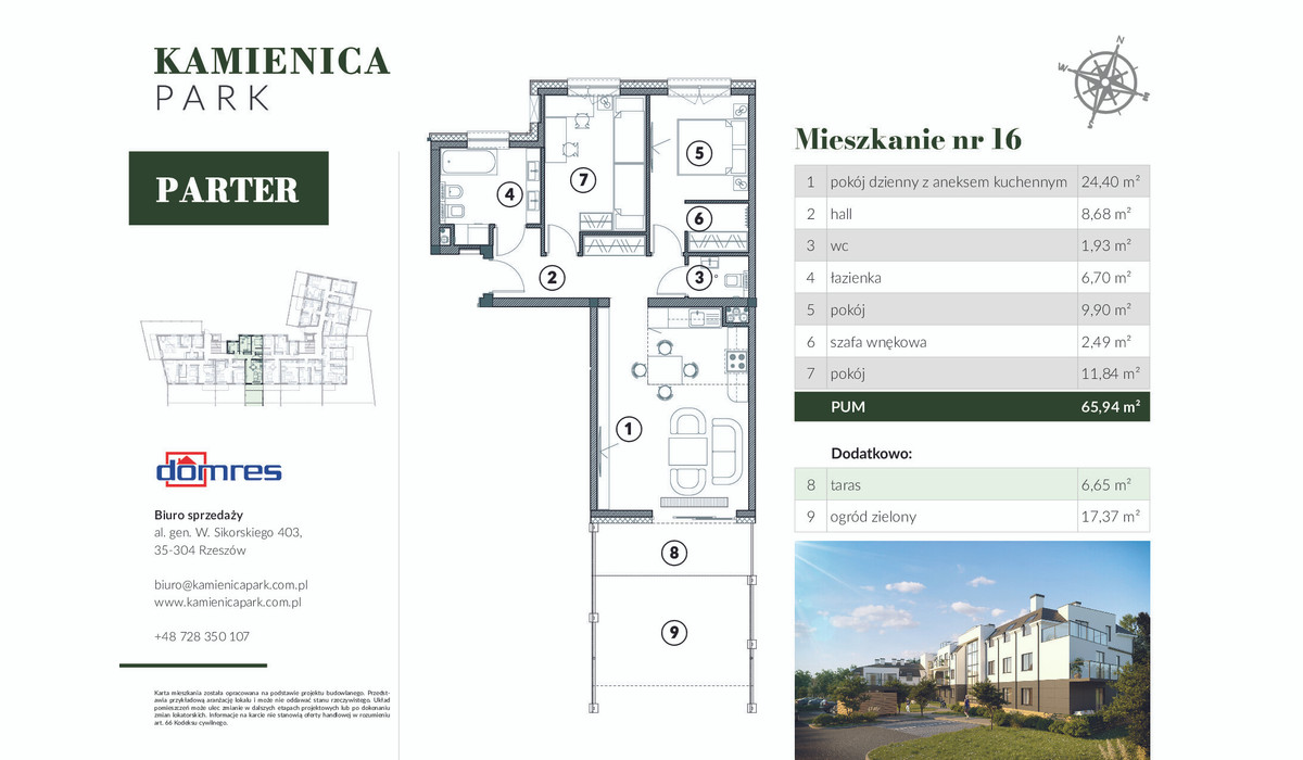 Mieszkanie w inwestycji Kamienica Park, Rzeszów, 66 m² | Morizon.pl | 9940