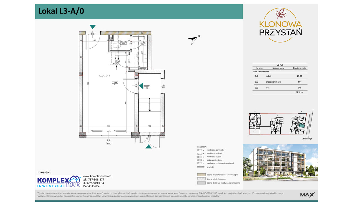 Komercyjne w inwestycji Klonowa Przystań, Kielce, 28 m² | Morizon.pl | 3336