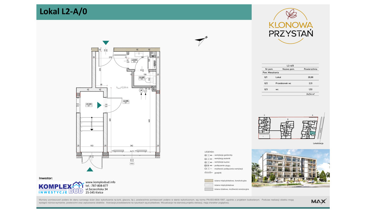 Komercyjne w inwestycji Klonowa Przystań, Kielce, 25 m² | Morizon.pl | 3338
