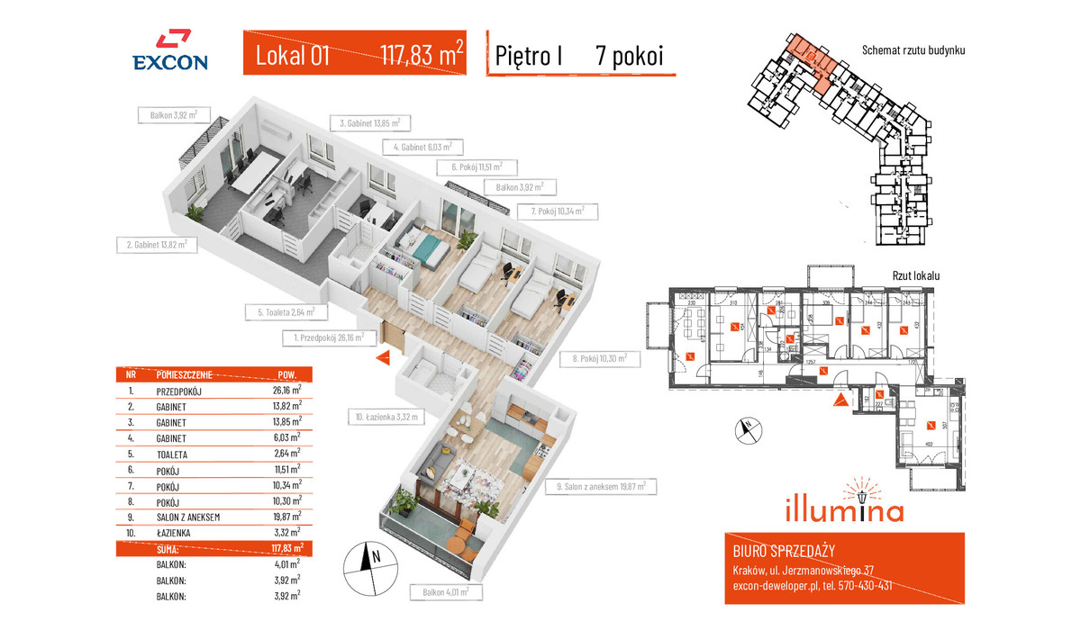 Mieszkanie w inwestycji Illumina Kraków, Kraków, 118 m² | Morizon.pl | 7250