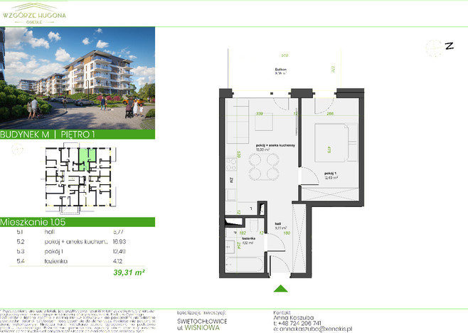 Mieszkanie w inwestycji Wzgórze Hugona - Świętochłowice, Świętochłowice, 39 m² | Morizon.pl | 2123