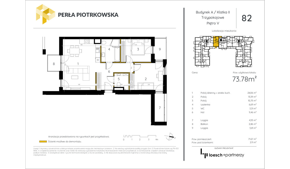 Mieszkanie w inwestycji Perła Piotrkowska, Łódź, 74 m² | Morizon.pl | 9577