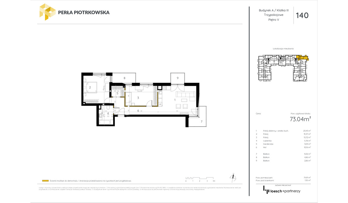 Mieszkanie w inwestycji Perła Piotrkowska, Łódź, 73 m² | Morizon.pl | 9578