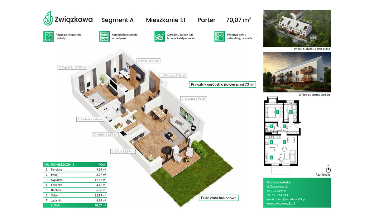 Mieszkanie w inwestycji Związkowa 21, Gliwice, 70 m² | Morizon.pl | 9960